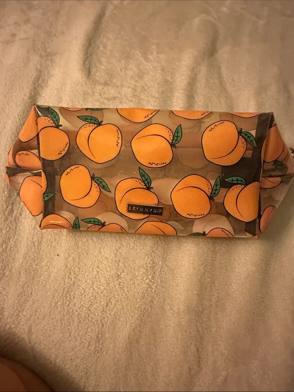 Skinnydip Peach Print Clear Cosmetic bag